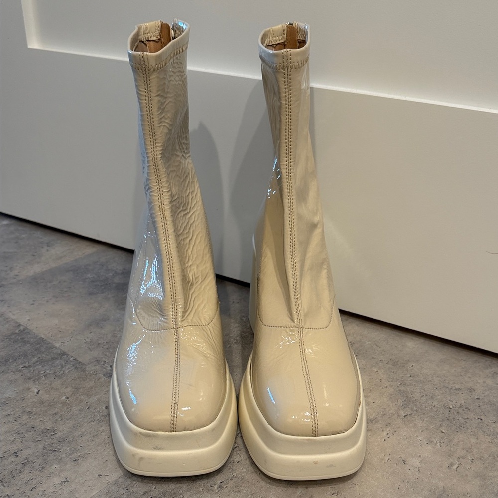 Free People Cream Heeled Boots